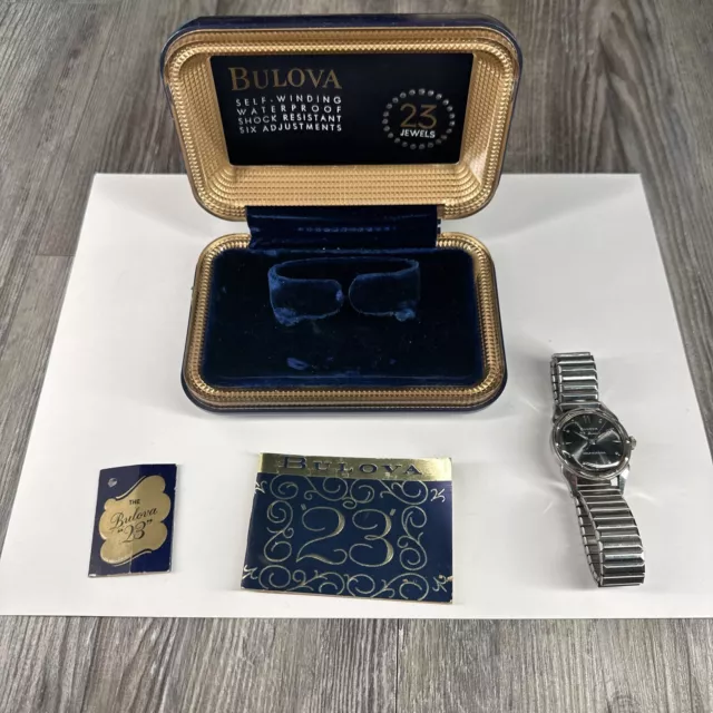 1959 Vintage Bulova 23 Jewel Self-Wind Black Dial Automatic Watch