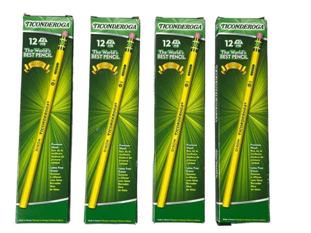 Dixon Ticonderoga Pencils No. 2 Premium Wood Latex Free Eraser 4 Boxes 12 Each