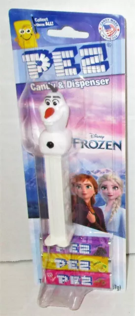 DISNEY FROZEN PEZ DISPENSER OLAF  2014  [Retired] Anna & Elsa Backer Card