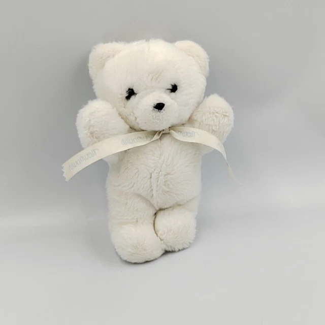 Doudou peluche ours blanc noeud blanc NOUNOURS - 15673