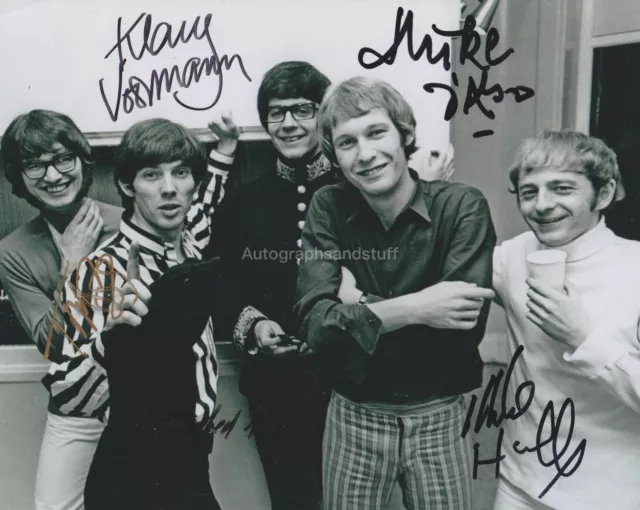 Klaus Voorman Mike D'Abo, Mike Hugg, McGuiness HAND SIGNED 8x10 Photo, Autograph