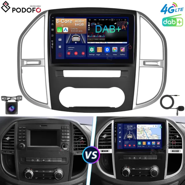 DAB+ Für Mercedes Benz Vito W447 10" Autoradio GPS Navi Android 13 CarPlay 4+64G
