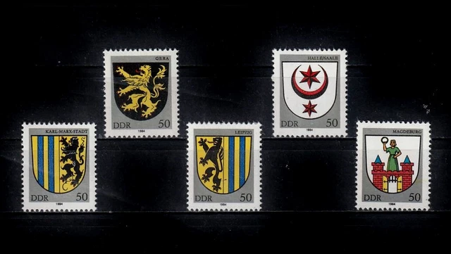DDR_1457f Nr. 2857-2861 ** aus 1984 - Stadtwappen