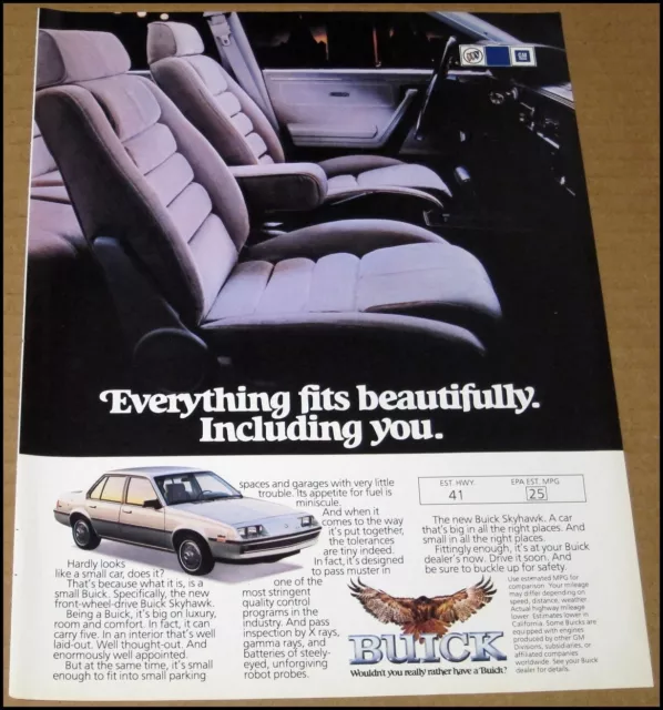 1982 Buick Skyhawk Print Ad Car Automobile Advertisement Vintage 8"x10.75" GM