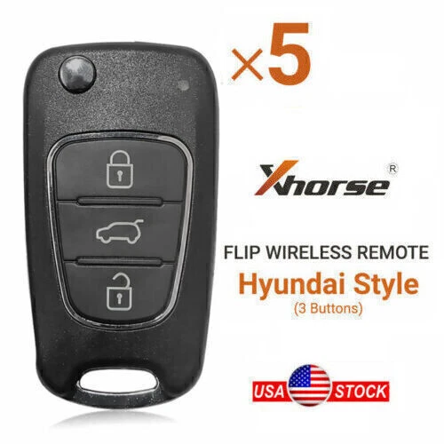 5x Xhorse XNHY02EN Wireless Smart Remote Key 3 Buttons For Hyundai Flip