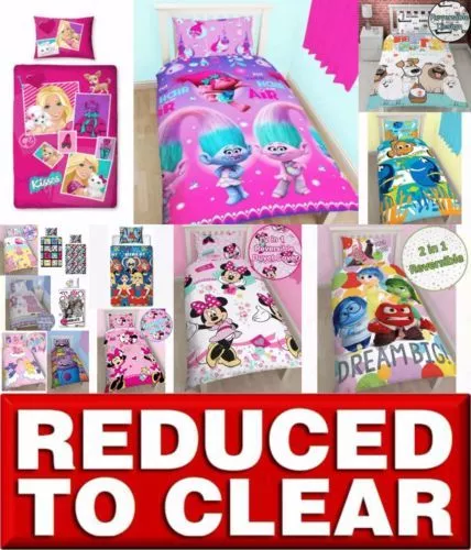 SINGLE SIZE BED Disney Character Girls Kids Bedding Duvet Cover Pillowcase Set