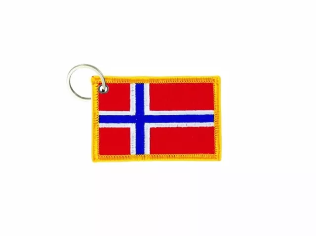 Keychain keyring embroidered embroidery patch double sided flag norway