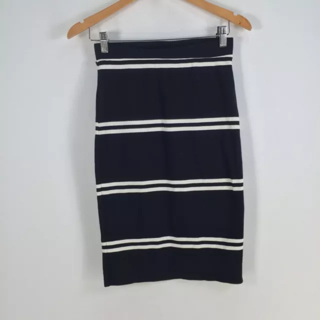 Portmans womens skirt size XS black striped pencil high waist viscose 064752