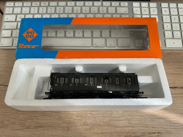 Wagon-lit Roco HO 44841 - TEN DB - Époque 4 - Bleu Toit Gris - Neuf