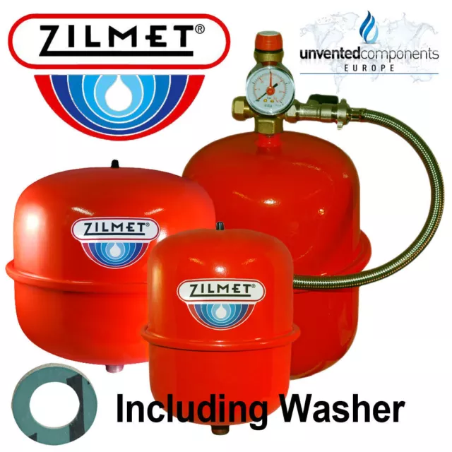 Zilmet Heating Expansion Vessels 8, 12, 18, 24 Litre & Sealed System Kit/Bracket