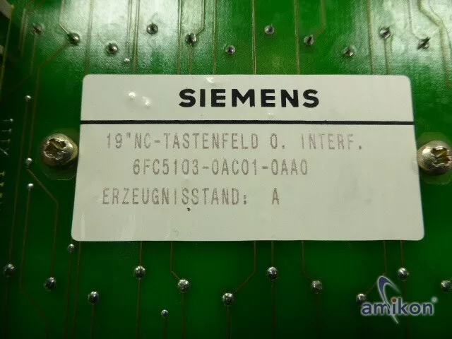 Siemens Sinumerik CNC Full Keyboard 6FC5103-0AC01-0AA0 Version: A-