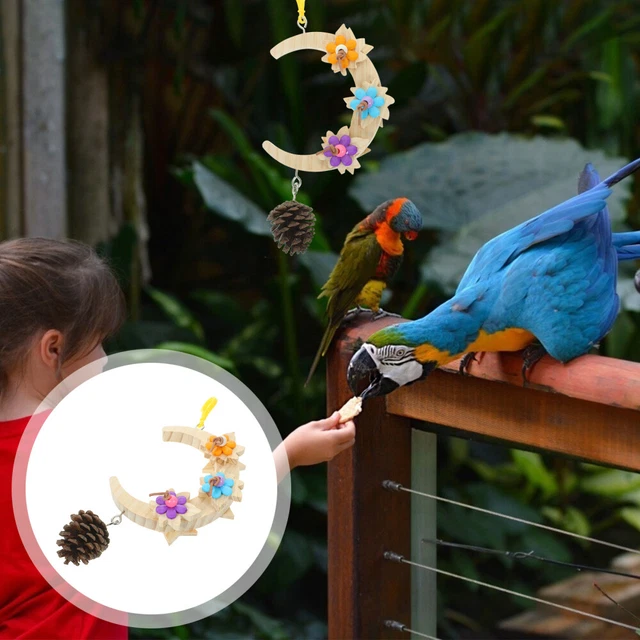 Vogel Sittich Barsch Mond Form Vogel Schaukel Käfig Spielzeug Papagei Kauen