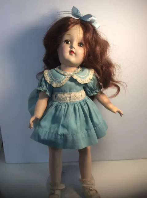 Vintage Ideal Toni P-90 Doll Beautiful Old Doll 14” Blue Dress READ