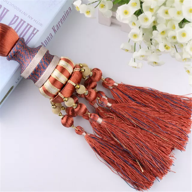 1 Pair Handicraft Braided Rope Multi Tassels Beaded Tiebacks Curtain Accessories