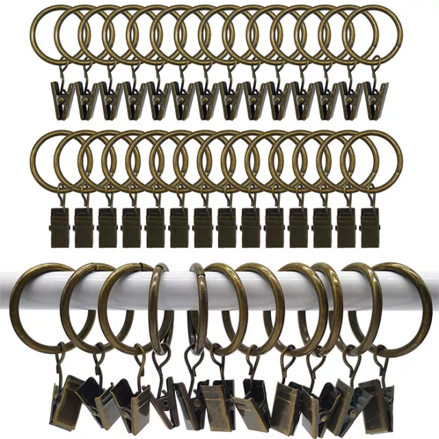 Metal Curtain Pole Rod Voile Net Rings Hooks With Clips Hanging 30 MM X 10