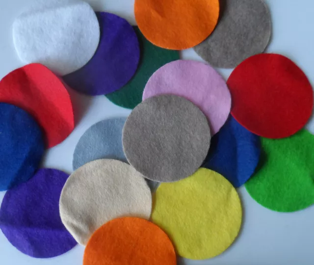 Multi coloured felt circles -  5cm -  QTY 100 BULK pack. FREE POST