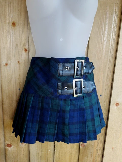 Large Bnwt Hell Bunny Mini Skirt Tartan Kilt Alternative Punk Goth Buckles Rock