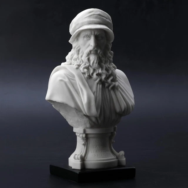 VERONESE 9& LEONARDO Da Vinci Bust Resin Statue Marble White Finish