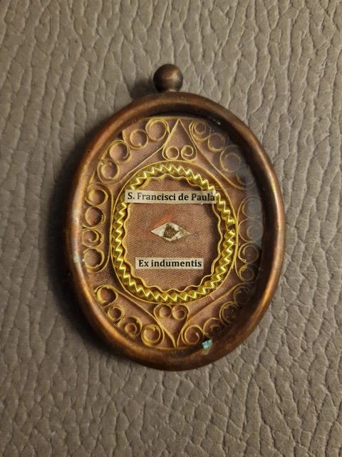 Rara  Reliquia Reliquary Reliquiario Reliquia San Francesco Da Paola Epoca 1800.