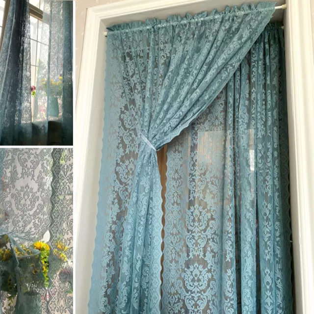 Lace Net Curtain Home Room Kitchen Door Window Floral Tulle Drape Retro A Panel 3