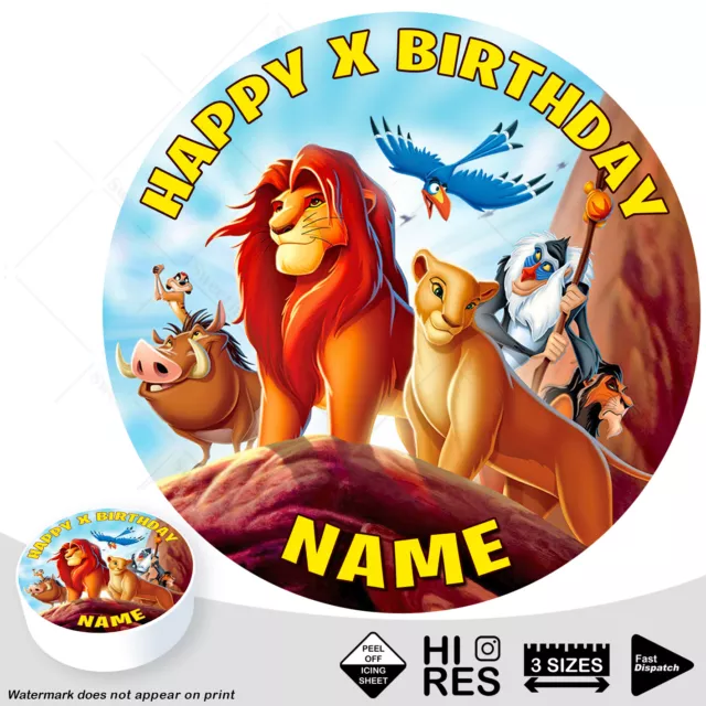 Lion King Cake Topper Cute Decoration Personalised Edible Icing Round Circle