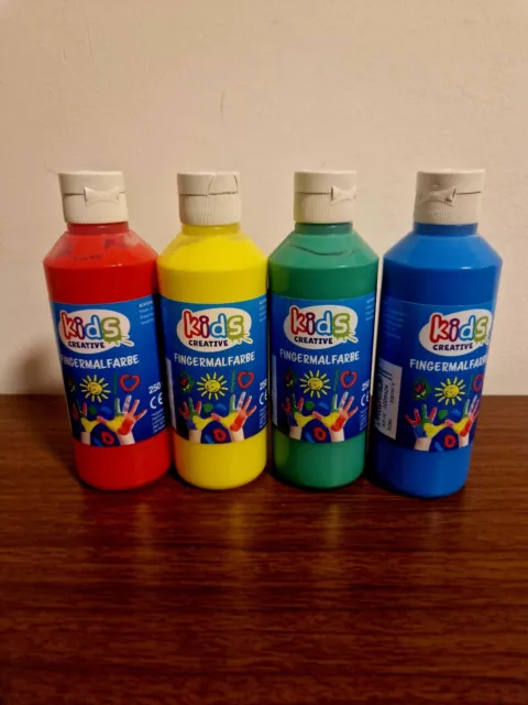 Kids Creative Fingerfarbe - 4x Malfarbe 250ml Kinderfarben Fingermalfarben