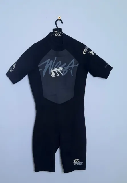 West Men's Short Sleeve Black & Grey Springsuit 2x2 Wetsuit Size M Surf Beach