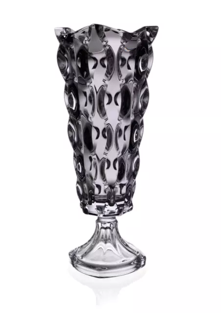 Crystal Glass Footed Vase 15 " Centerpiece Flower Vase  Gray Bohemian Crystal