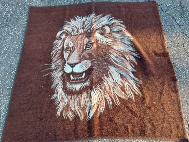 Vintage Lion Head Safari Plush Reversible Throw Blanket 60x80 Homemaker Germany
