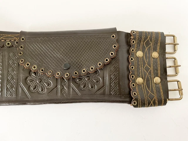 Vtg 50s Motorcycle Kidney Belt Harley Rare Biker Romanian Handmade Leather 2