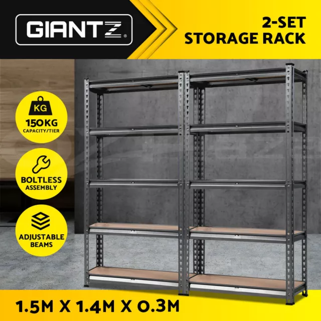 Giantz 2x1.5M Garage Shelving Warehouse Rack Storage Racking Storage Steel