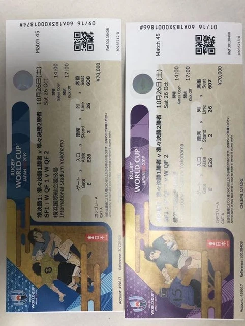 2,019年ラグビーワールドカップチケット RUGBY WORLD CUP 2019 Semi-Final Ticket $77.37 - PicClick CA