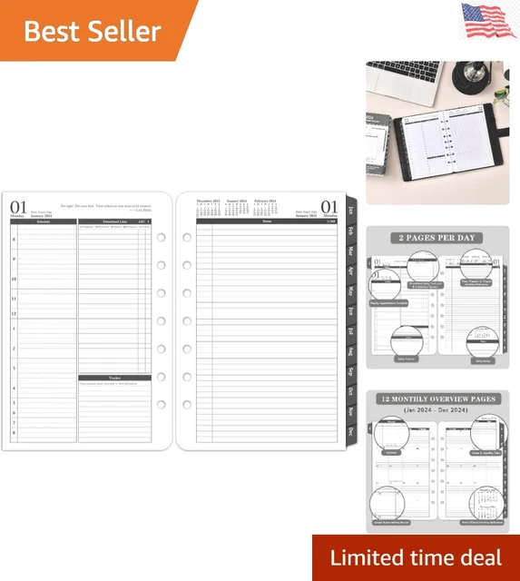 LUXURY PREMIUM A5 Yearly Planner Refills 2024 Daily & Monthly 12