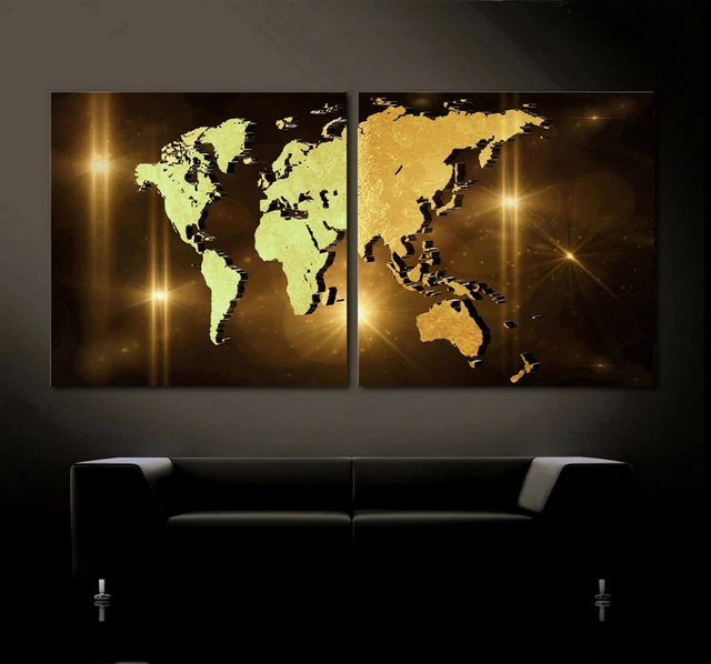 Carte du monde colorée toile peinture affiches et impressions carte du monde abstraite photos murales pour salon décor de chambre d'enfants 60x120 cm