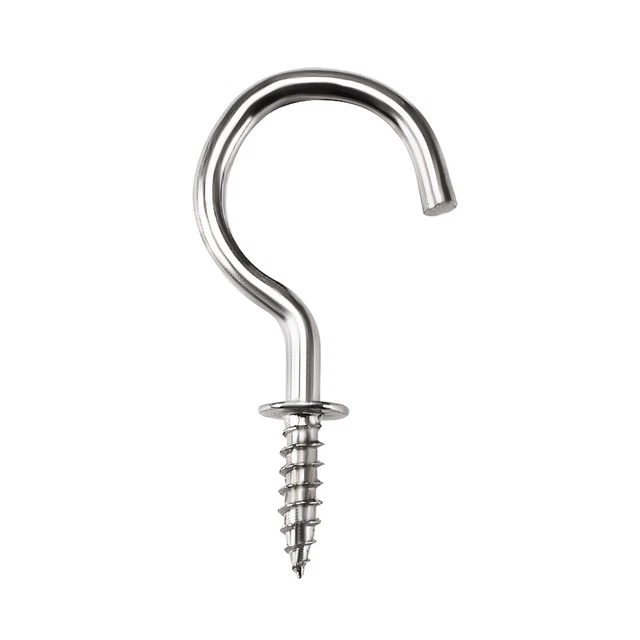 1.5" Screw Eye Hooks Self Tapping Screws Screw-in Hanger with Plate Silver 20pcs
