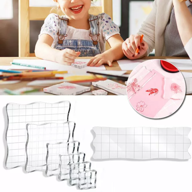 7Pcs Acrylic Clear Stamp Scrapbooking Block Pad DIY Handmade Tool Transparent