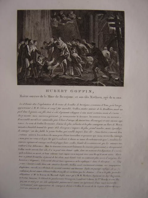 Gravure de Hubert GOFFIN Maître ouvrier de la mine de Beaujonc Ens Liège Mathieu