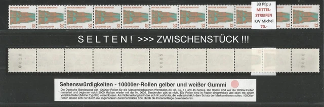 RM Sehenswürdigkeiten 33 Pfg u MITTELSTREIFEN 2000 - 0005 - 0010 postfrisch