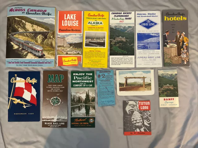 Lot of 13 Pacific Northwest Alaska Canada Tourist Brochures Maps Guides Ephemera