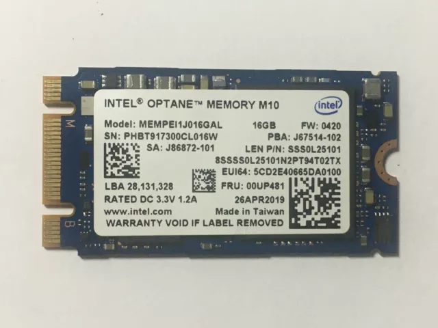 Intel Optane Memory M10 SSD M.2 2242 16GB MEMPEI1J016GAL PCI-e Nvme Xpoint