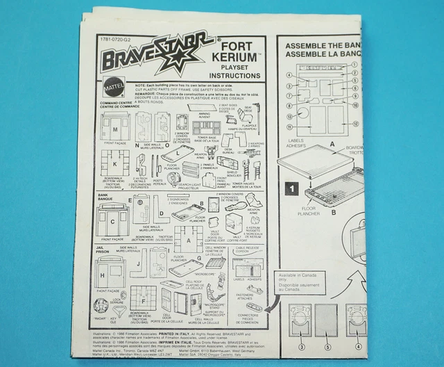 BRAVESTARR ORIGINAL SPARE Instructions Fort Kerium Playset 1986 Mattel