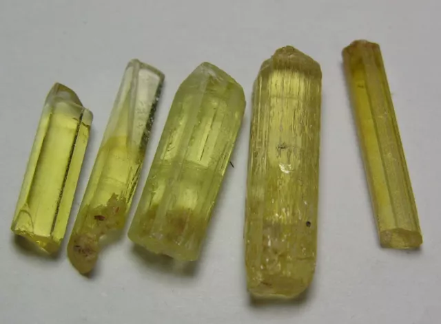 16.30ct Pakistan 5 Pcs Beryl Heliodor Crystal Specimens 3.20g 15mm - 22mm