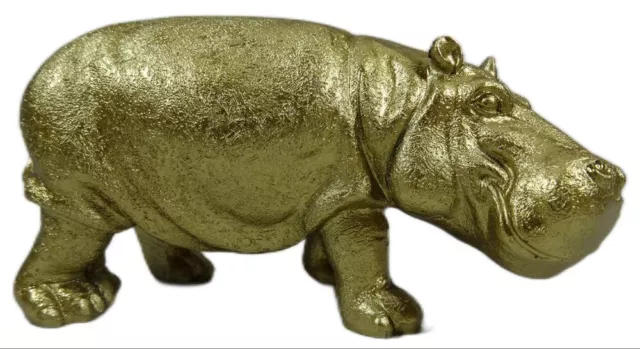 Nilpferd Hippo goldfarben 15 x 8 x 6 cm Afrika Tier Figur Deko GTT J116