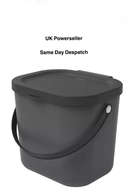 Rotho Albula Compost Caddy Slate Grey 6L NEW Stackable, Same Day Despatch