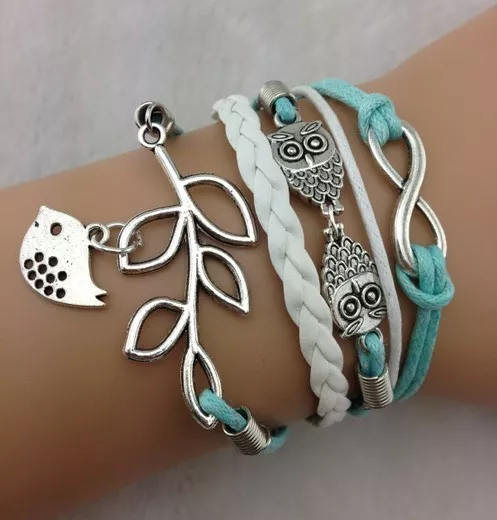 Bracelet Arbre Oiseau Hiboux Cuir Directioner Infinity 1D Fashion 2013