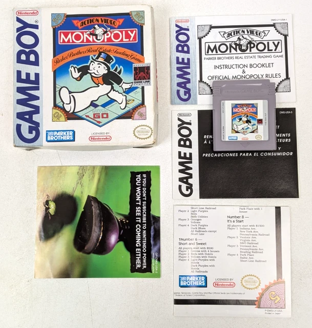 MONOPOLY ORIGINAL NINTENDO Game Boy Gameboy CIB con Caja Manual