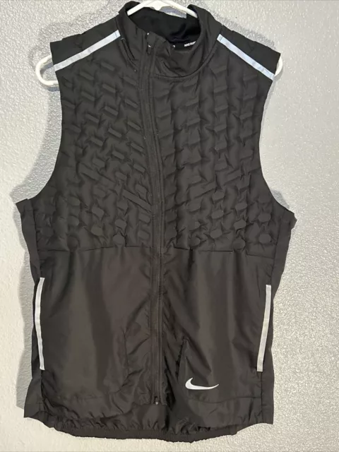 Nike Aeroloft Mens Large L Reflective Running Jogging Vest Black BV4862-010