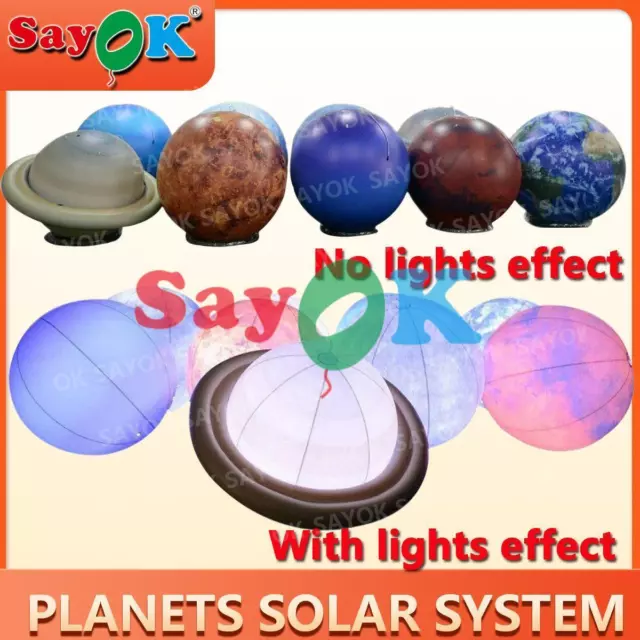 PVC Inflatable Planets Solar System 8 Planets+Pluto+Sun+Moon Lighting Balloons