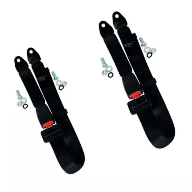 2 x  Car Lap Seat Belt & Fixing Kit - Universal 2-Point Adjustable Seat Belts