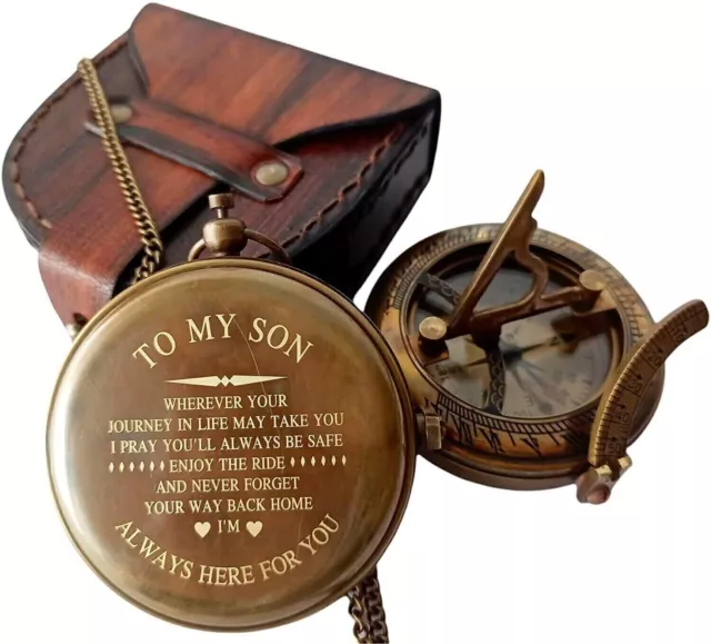 Dad to Son Brass Compass Enjoy The Ride Gift for Hiking Camping Hunting Gift